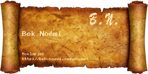 Bek Noémi névjegykártya